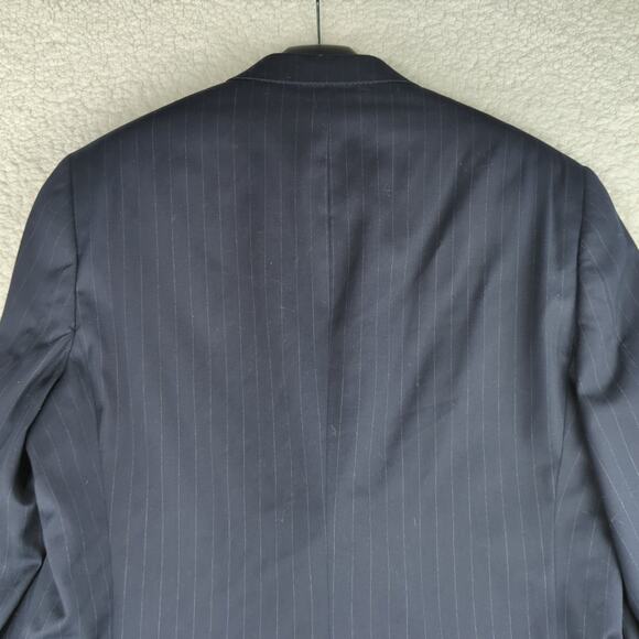 Hart Schaffner Marx Navy Blue Pinstripe Two Button Sport Coat Jacket Men's‎ 46L - Picture 5 of 10